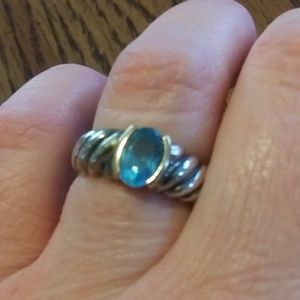 Aquamarine and Sterling Silver Ring Size 6.5